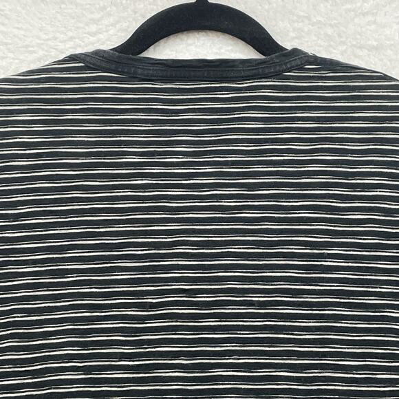 AllSaints Shirt Mens Large Black Striped Short Sleeve Crew Logo Point Modal Tee - Picture 6 of 9